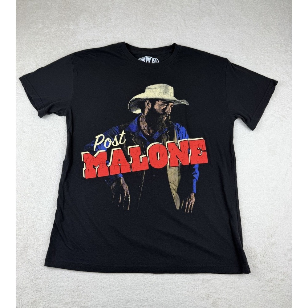 Post Malone Posty Co T-Shirt Mens Size Medium Black Short‎ Sleeve Cowboy Tour